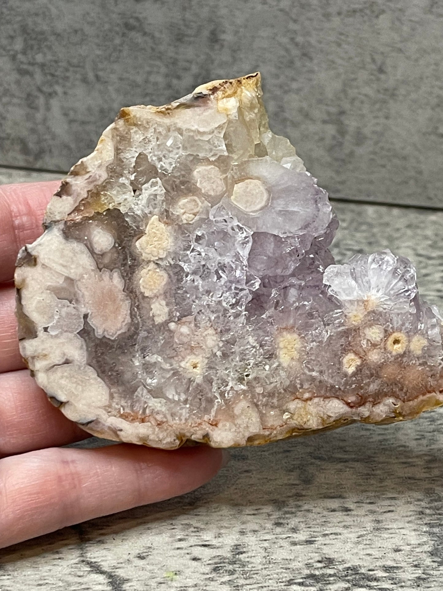 Flower Agate & Amethyst Slab