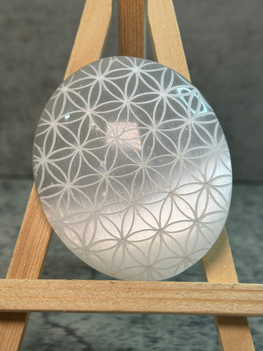 Selenite Palm Stone
